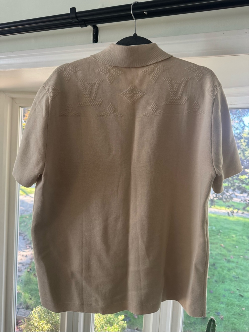 Louis Vuitton Men's Beige Polo with Jacquard Monogram